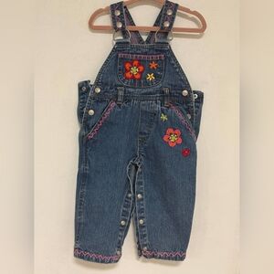 Adorable Kids Denim Overalls with Floral Embroidery